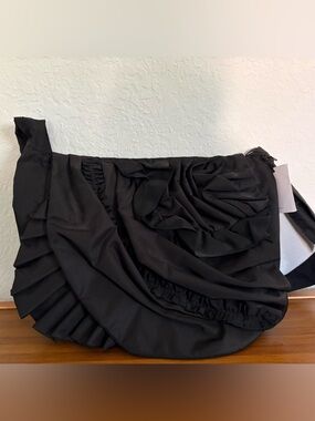 RED Valentino Black Ruffled Tote Bag
